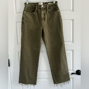 FRAME Le Jane Crop Jeans Pants in Stoned Moss Size 27 Raw Hem